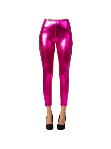 tectake Lange Leggings in glänzendem Metallic-Look, pink