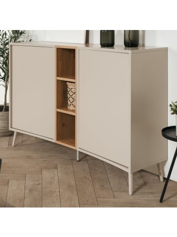 Furn.Design Sideboard Kaschmir, Eiche Artisan 135 cm, Kommode mit Push-to-Open