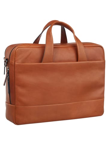 Leonhard Heyden Hamburg Aktentasche Leder 40 cm Laptopfach cognac