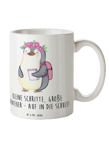 Mr. & Mrs. Panda Tasse Schulanfang Abenteuer mit Spruch in Weiß