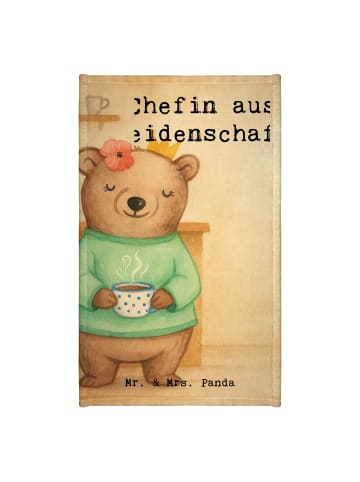 Mr. & Mrs. Panda Handtuch Chefin Leidenschaft Design mit Spruch in Weiß