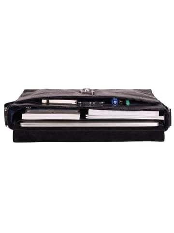 Leonhard Heyden Bergamo Messenger Leder 38 cm Laptopfach in schwarz