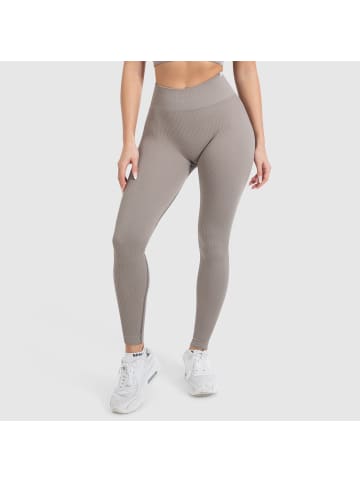 SMILODOX Kompression Leggings Amaze Ripp in Taupe