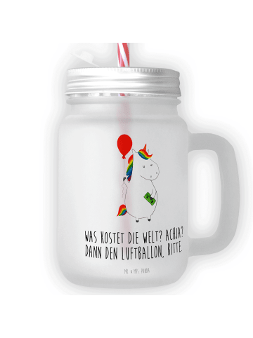 Mr. & Mrs. Panda Einmachglas Einhorn Luftballon mit Spruch in Transparent