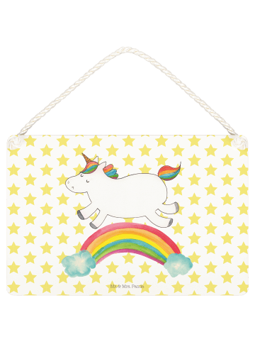 Mr. & Mrs. Panda Schild Einhorn Regenbogen ohne Spruch in Weiß