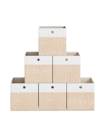SONGMICS 6er-Set: Aufbewahrungsbox Tina in Weiß-Beige - (B)30 x (H)30 x (T)30 cm