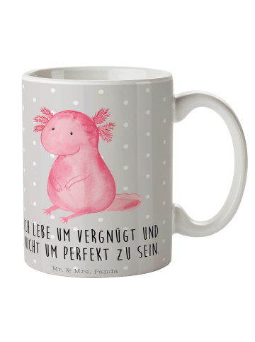 Mr. & Mrs. Panda Kaffeetasse Axolotl Niedlich mit Spruch in Grau Pastell