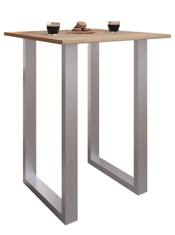 VCM  Holz Bartisch Stehtisch Tisch Tresen Xona 80x50 in Silber / Sonoma-Eiche