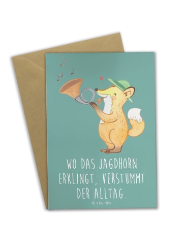 Mr. & Mrs. Panda Glückwunschkarte Jagdhorn Melodie mit Spruch in Meeresbrise