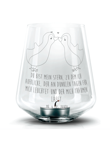 Mr. & Mrs. Panda Kerzenständer Pinguin Liebe mit Spruch in Transparent
