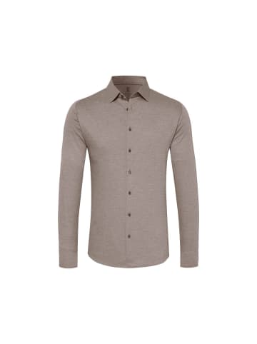 Wappen Langarm FreizeitHemd für Herren in hell-braun
