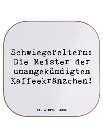Mr. & Mrs. Panda Untersetzer Schwiegereltern Meister mit Spruch in Weiß