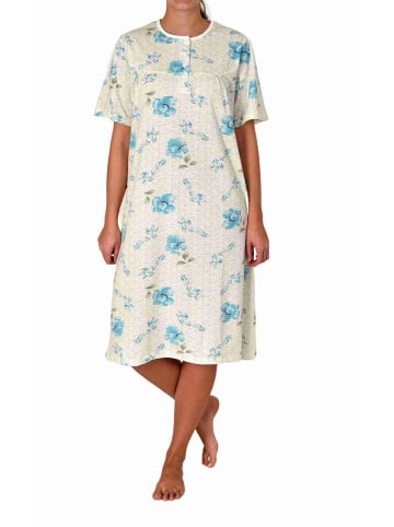 NORMANN Kurzarm Nachthemd Knopfleiste am Hals - 80117 in türkis