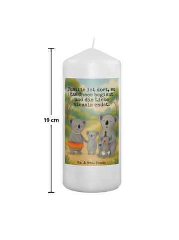 Mr. & Mrs. Panda Stumpenkerze Koala Familie Design mit Spruch in Weiß