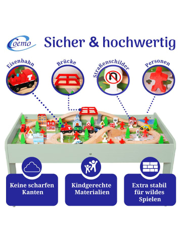 Coemo Spieltische Holz 90 mit tlg Holzeisenbahn in Grün