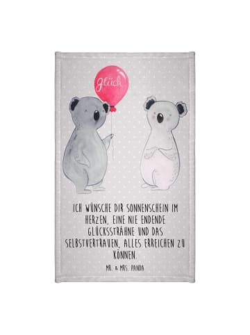 Mr. & Mrs. Panda Gästehandtuch Koala Luftballon mit Spruch in Grau Pastell