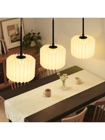ZMH Pendelleuchte 3-flammige G9 in Weiß Vintage Papier Lampenschirm H 120cm