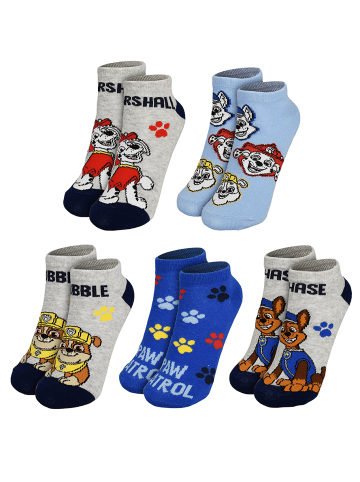 Paw Patrol 5er Pack Paw Patrol Socken Sneaker Kindersocken Söckchen in blau/grau