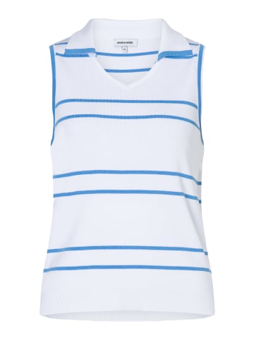 More & More schmales, gestreiftes Strick-Polotop in stripes white/blue