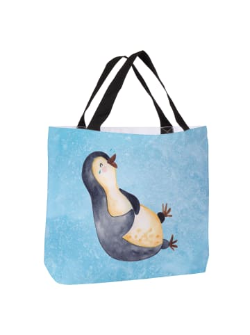 Mr. & Mrs. Panda Damen Schultertasche Pinguin Lachen ohne Spruch in Eisblau