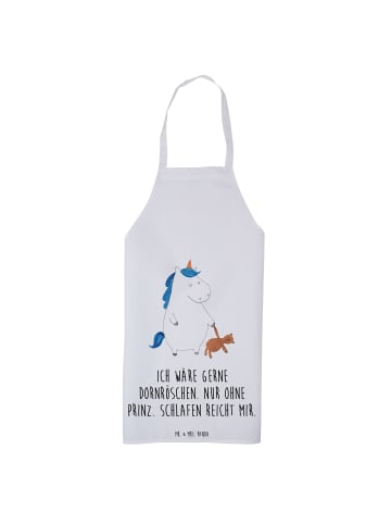 Mr. & Mrs. Panda Küchenschürze Einhorn Teddy mit Spruch in Weiß