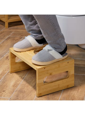 relaxdays Toilettenhocker in Natur - (B)43,5 x (H)18,5 x (T)28 cm