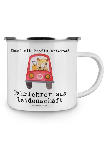 Mr. & Mrs. Panda Camping Emaille Tasse Fahrlehrer Leidenschaft m... in Weiß