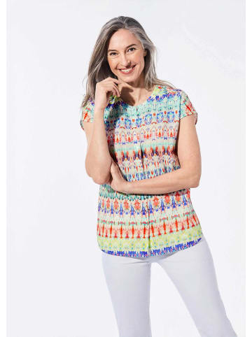 GOLDNER Kurzgröße:  Bluse Kurzarm multicolor Printbluse in bunt / gemustert