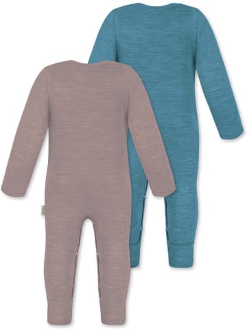 Normani Outdoor Sports 2er Pack Baby Merino Strampler Waverly in Rosa/Blau