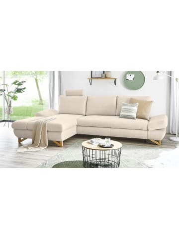Furn.Design Ecksofa creme Velours, Wohnzimmer Sofa