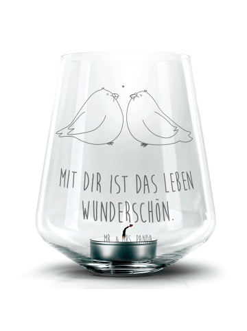 Mr. & Mrs. Panda Teelichthalter Turteltauben Liebe mit Spruch in Transparent