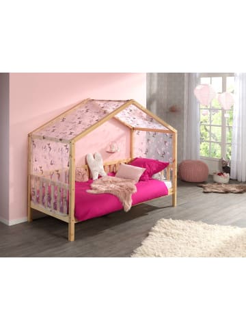 58 aufm Kessel HAUSBETT mit Textilhimmel Kapua 210x170x97 aus Massivholz in Natur