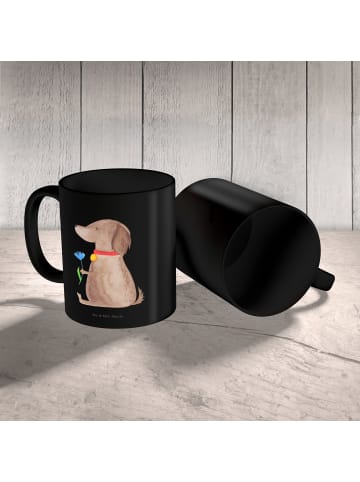 Mr. & Mrs. Panda Teetasse Hund Blume ohne Spruch in Schwarz