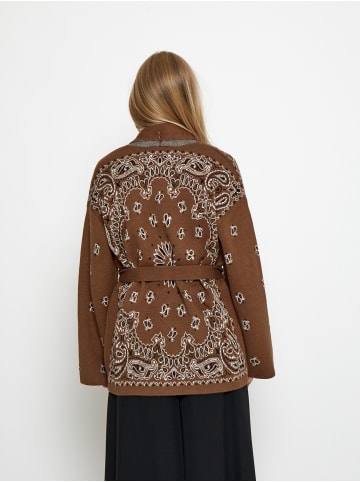 Peppercorn Cardigan in Toffee Jacquard