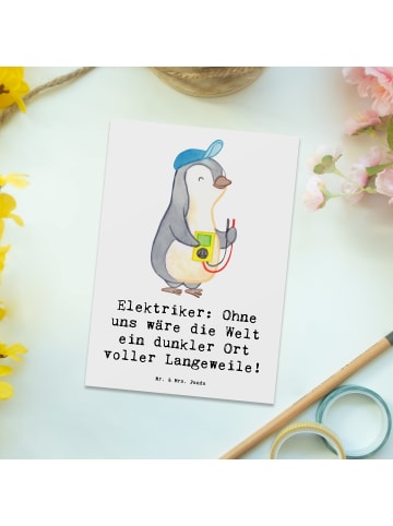 Mr. & Mrs. Panda Postkarte Elektriker Helden mit Spruch in Weiß