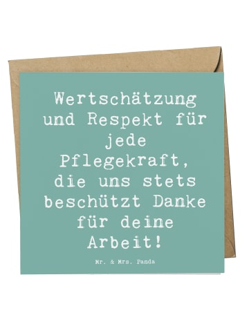 Mr. & Mrs. Panda Grußkarte Spruch Pflegekraft Wertschätzung mit ... in Meeresbrise