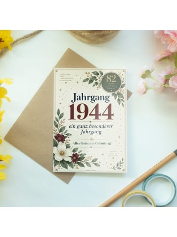 Geburtstagskarte 82. Geburtstag Blumen elegant ... in Weiß