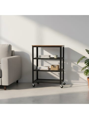 Rollwagen in Schwarz/ Braun - (B)60 x (H)85 x (T)40 cm