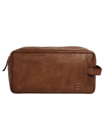 SPIKES & SPARROW Kulturtasche TOILETRY BAG echt Leder in cognac