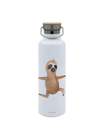 Mr. & Mrs. Panda Trinkflasche Faultier Yoga ohne Spruch in Weiß