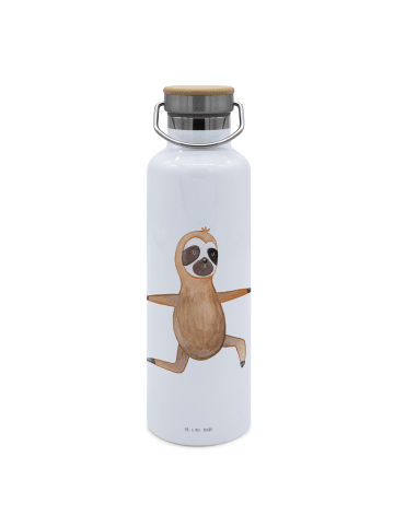 Mr. & Mrs. Panda Wasserflasche Faultier Yoga ohne Spruch in Weiß