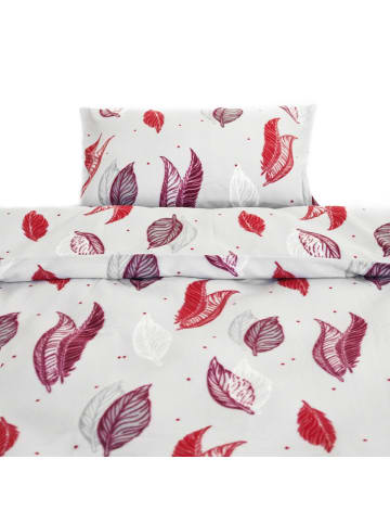 COFI 1453 Fleece Bettwäsche mit Federmotiv - Kuschelig und Weich in Weiß