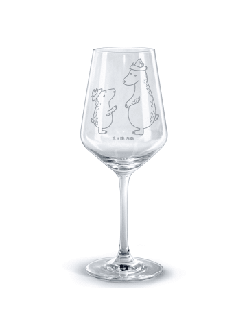 Mr. & Mrs. Panda glas für rotwein Bären mit Hut ohne Spruch in Transparent