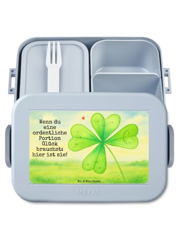 Mr. & Mrs. Panda MEPAL Bentobox Blume Kleeblatt Design mit Spruch in Blau Pastell
