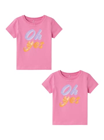 name it T-Shirt 2er-Set Print Design Rundhals bequem in Rosa-2