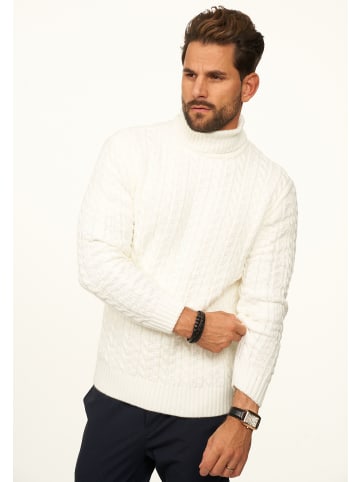 DAILY COTTON Strickpullover - als Grobstrick Pulli mit Zopfmuster für Herren in Ecru
