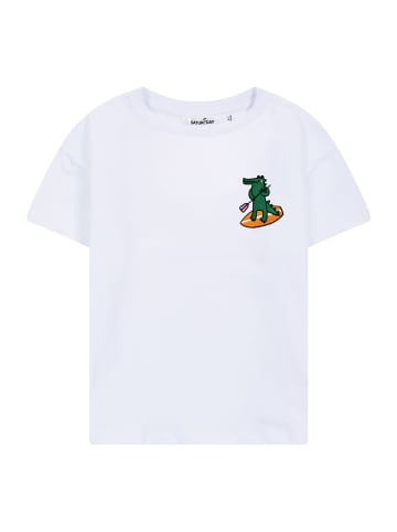 SATURNDAY T-Shirt mit Krokodil Stickerei in Weiß