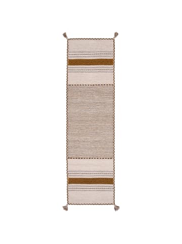 Pergamon Läufer Natur Teppich Kelim Navarro in Curry