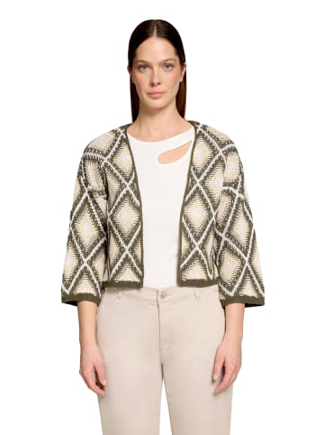 CARTOON Strick-Cardigan mit Jacquard in Khaki/Beige