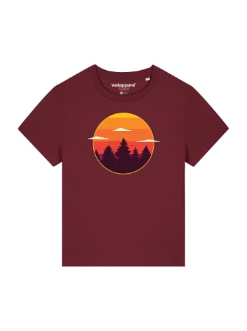 wat? Apparel T-Shirt Sunset forest in Weinrot